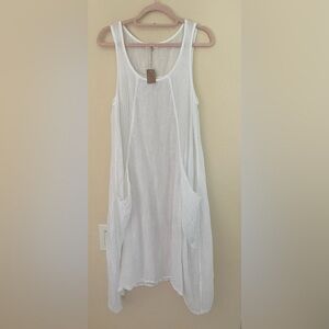 NWT CP Shades Ruthie White 100% Linen Sleeveless Shift Dress Size XS